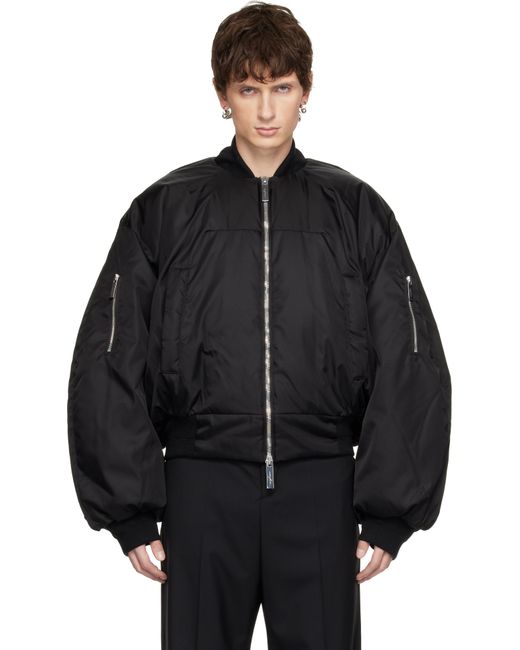 MATIERES FECALES Black Nylon Skinhead Bomber Jacket for men