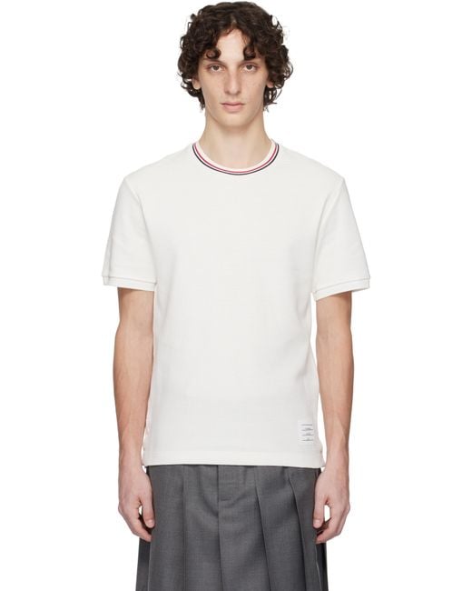メンズ Thom Browne オフホワイト コットン ワッフル リブカフ トップス White
