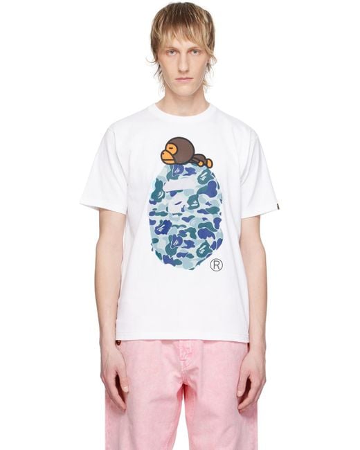 A Bathing Ape Multicolor Abc Camo Milo On Big Ape T-Shirt for men