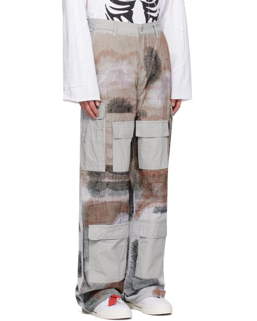 Who Decides War White Darning Cargo Pants for men