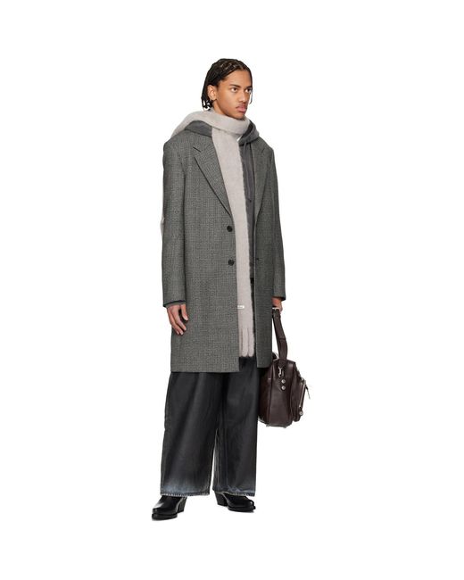 Acne Black Single-Breasted Wool Coat for men