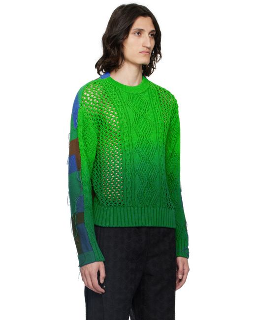 ANDERSSON BELL Green Patchwork Sweater for men