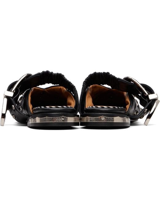 Toga Black Studded Leather Flats