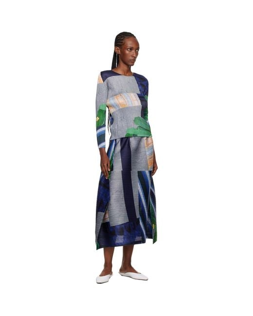 Pleats Please Issey Miyake Blue City Collage T-Shirt