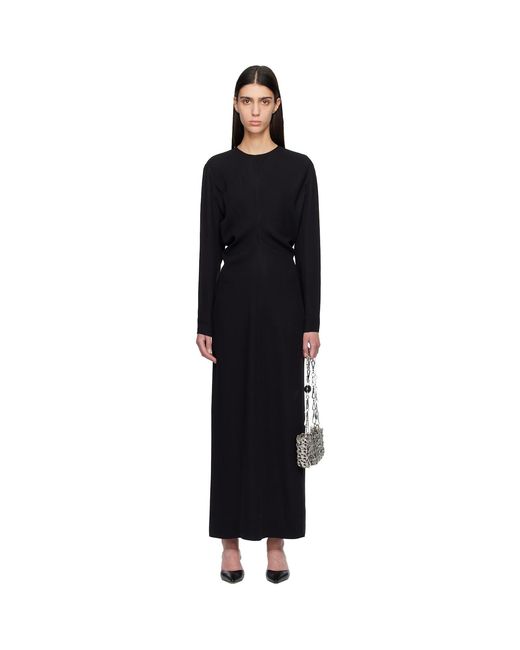 Totême Black Long-Sleeve Slouch Waist Maxi Dress