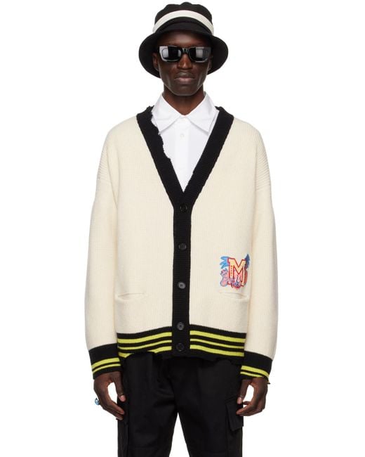 Marni Black Off-white Distressed Patch Cardigan for men