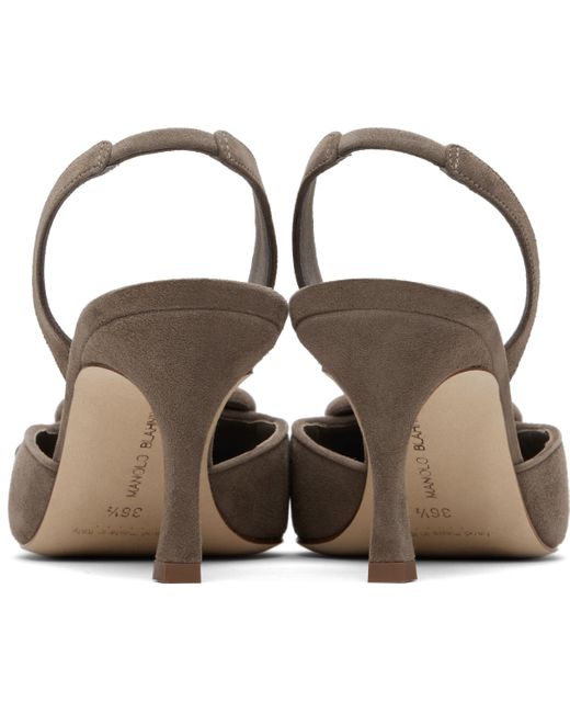 Manolo Blahnik Black Taupe Maysli Heeled Sandals