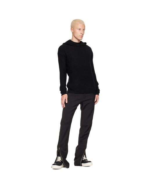 Rick Owens Black Tower Felt Cashmere Hoodie for men