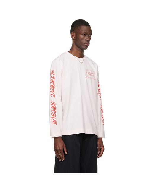 Simone Rocha Pink Pillowcase Logo Print Long Sleeve T-Shirt for men