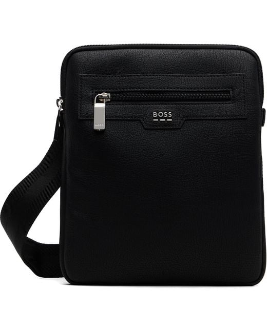 Boss Black Grained Faux-Leather Document Holder for men