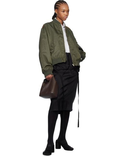 MM6 by Maison Martin Margiela Khaki Spliced Bomber Jacket in