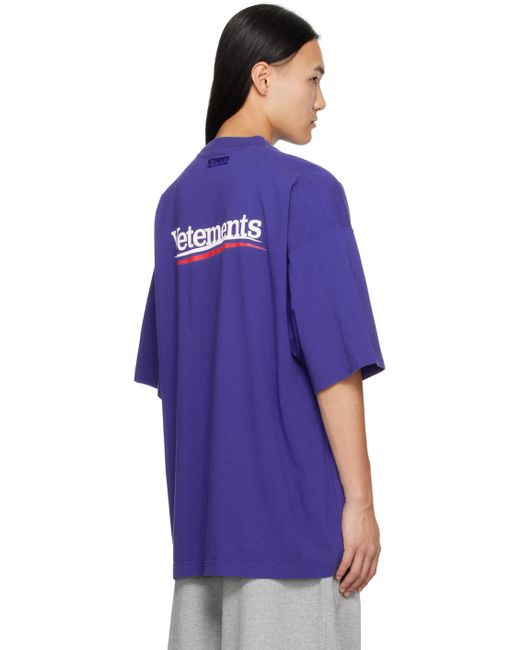 メンズ Vetements ブルー Campaign Tシャツ Purple