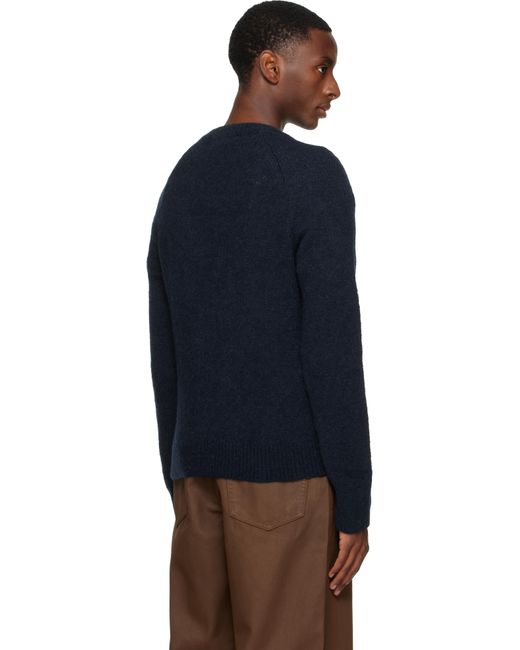 Pull Bleu Marine À Col Ras Du Cou Dries Van Noten pour homme en coloris Blue
