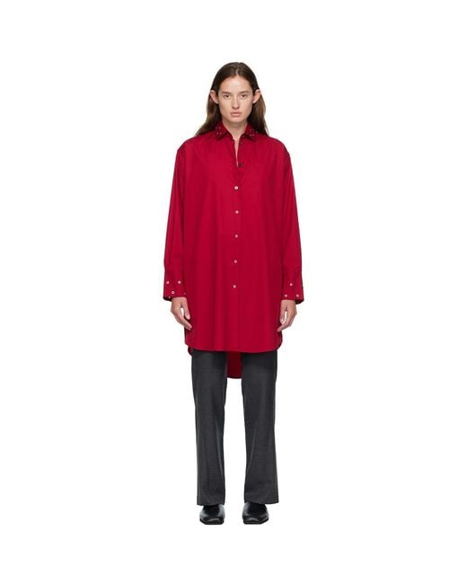 Our Legacy Red Frock Shirt Midi Dress