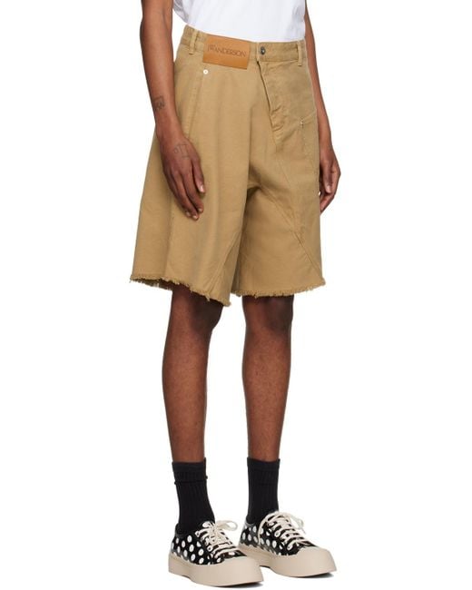 J.W. Anderson Natural Tan Twisted Denim Shorts for men