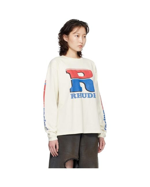 Rhude White Off- Split Petrol Logo Ls T-Shirt