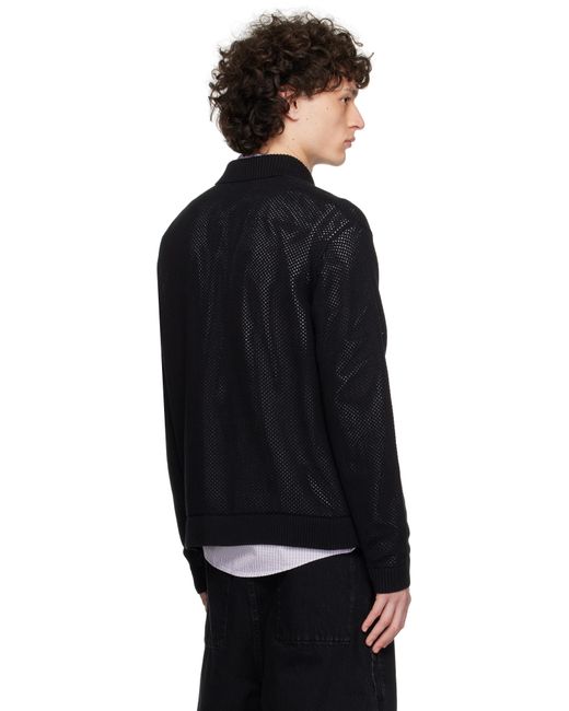 Represent Black Long Sleeve Mesh Knit Cardigan for men