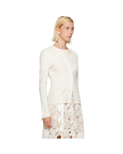 Simone Rocha White Off- Pointelle Cardigan