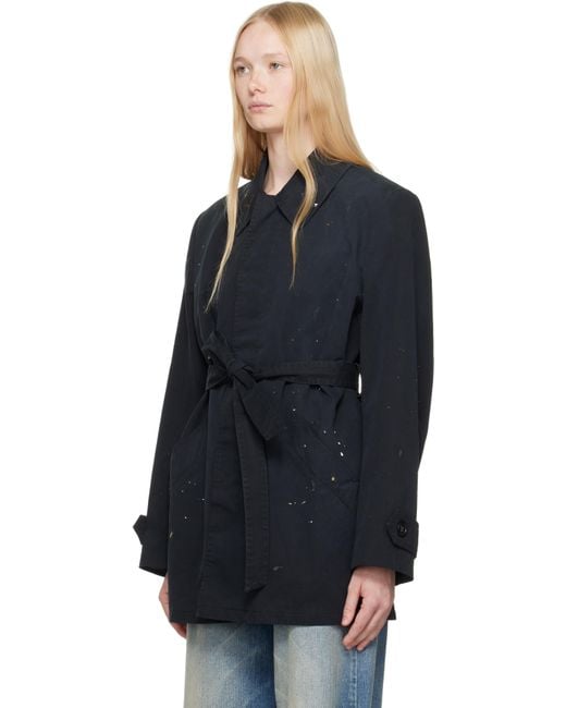 MM6 by Maison Martin Margiela ブラック Sportsjacket コットンギャバジン トレンチコート Black
