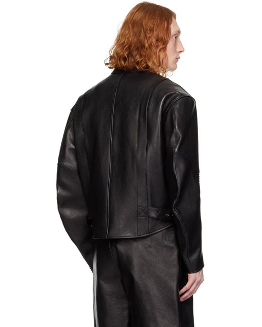 RECTO. Black 80's Motorcycle Leather Jacket for men