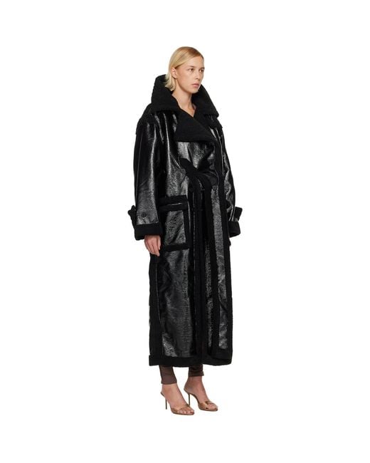 OTTOLINGER Black Oversized Split Faux-Shearling Coat