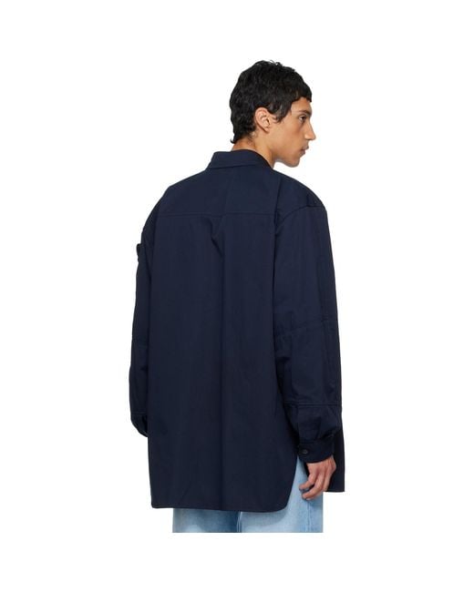 Dries Van Noten Blue Paneled Shirt for men