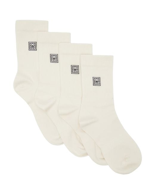 Totême White Two-Pack Off- Monogram Socks