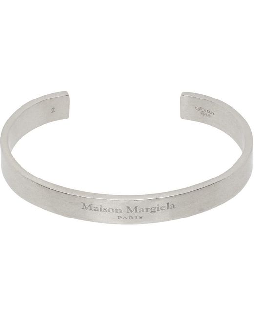 Maison Margiela Black Silver Logo Bracelet for men