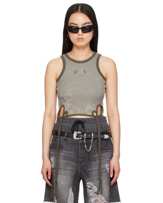 ANDERSSON BELL Black Khaki Camouflage Tank Top