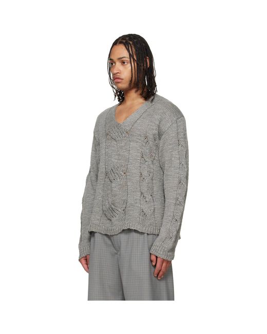 Our Legacy Gray Link V-Neck Sweater for men