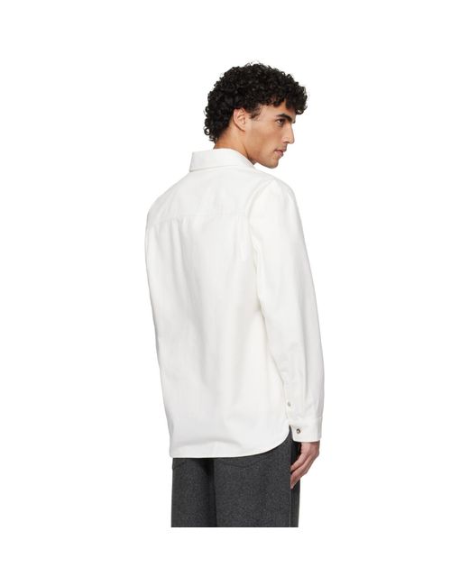 A.P.C. White Off- Solid-Color Cotton Overshirt for men