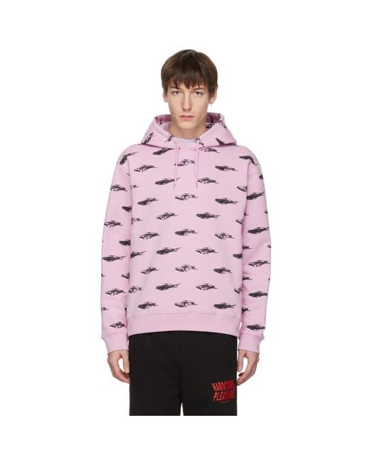 McQ Alexander McQueen Pink All Over Racing Cars Clean Hoodie for men