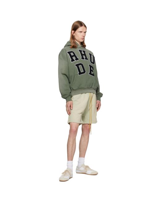 Rhude Green Chenille Patch Logo Hoodie for men