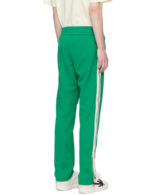 Palm Angels Green Striped Track Pants for men