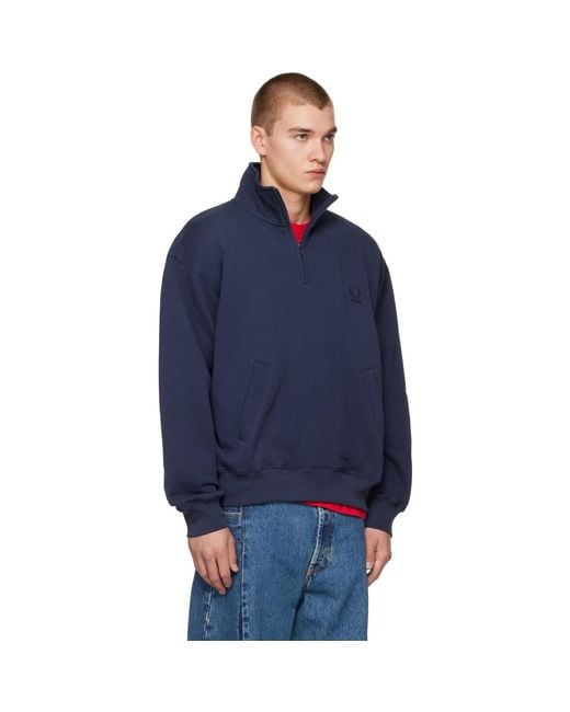 Vetements Blue Quarter-Zip Sweatshirt for men