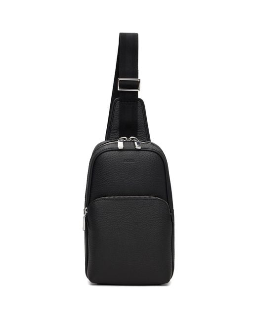 Boss Black Grained Leather Bag for men