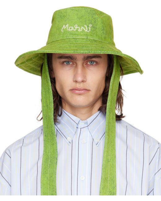 メンズ Marni ーン マーブルダイ ブリーチ バケットハット Green