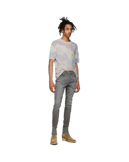 Amiri Grey Stack Smoke Jeans in Gray for Men | Lyst