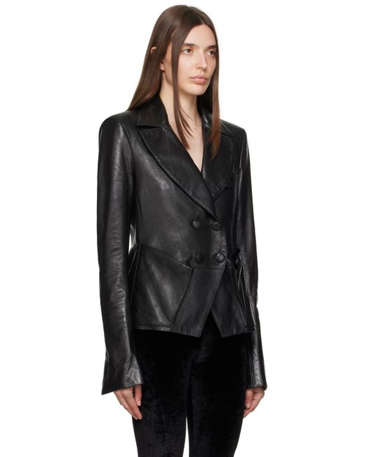 Tom Ford Black Double-breasted Leather Jacket