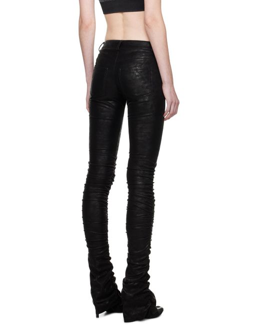 M I S B H V Black Ruched Faux-leather Trousers