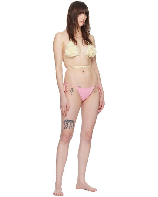 Magda Butrym Pink Off-white Floral Bikini Top