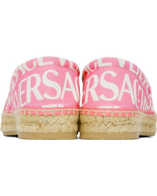 Versace Black Pink Logo Espadrilles