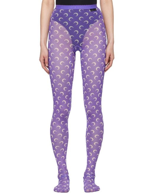 MARINE SERRE Purple Recycled Moon Mesh Tights