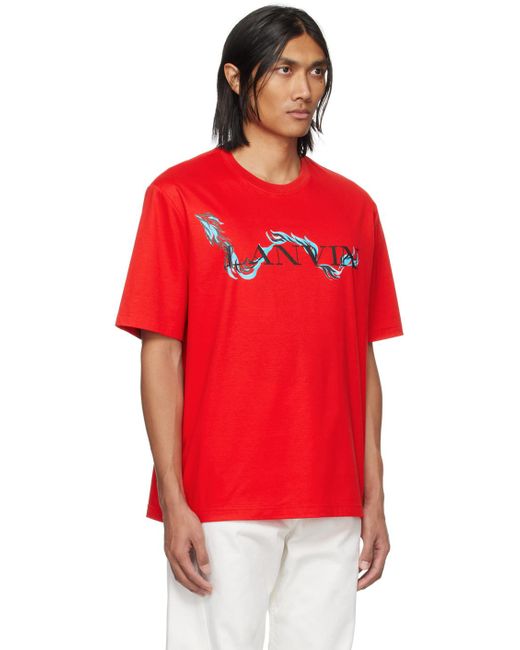 T-shirt rouge à image à logo imprimée Lanvin pour homme en coloris Red