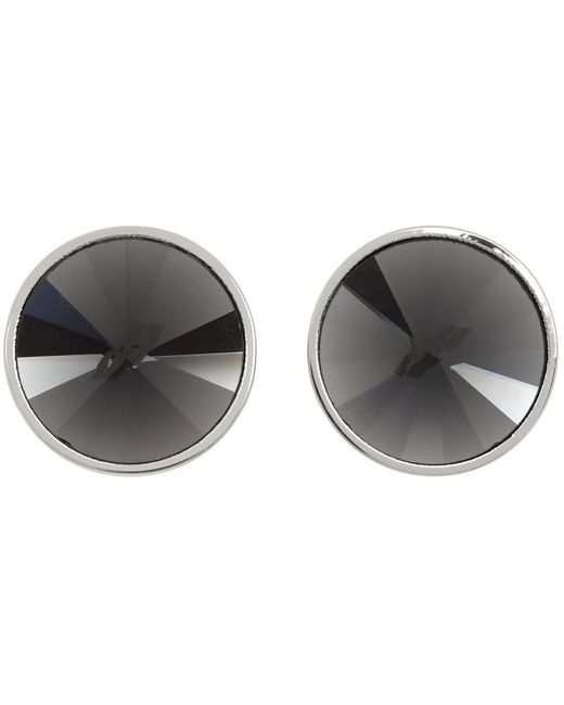 we11done Black Round Crystal Clip-on Stud Earrings for men