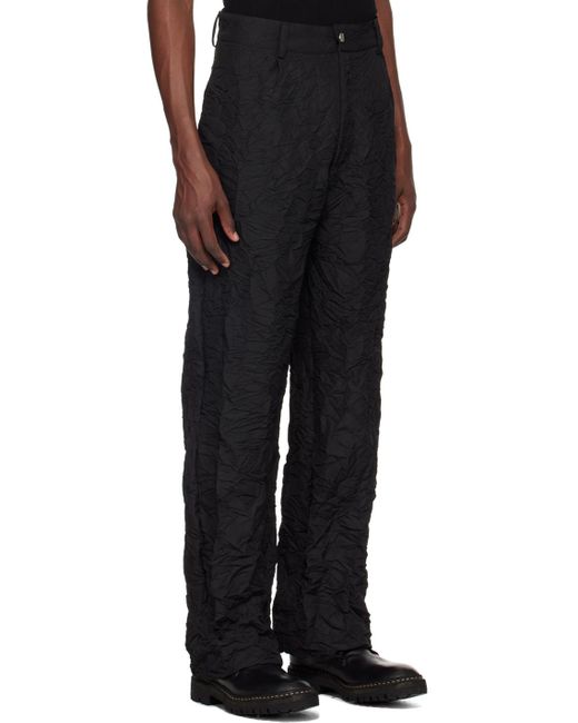 Spencer Badu Black Crinkled Trousers for men