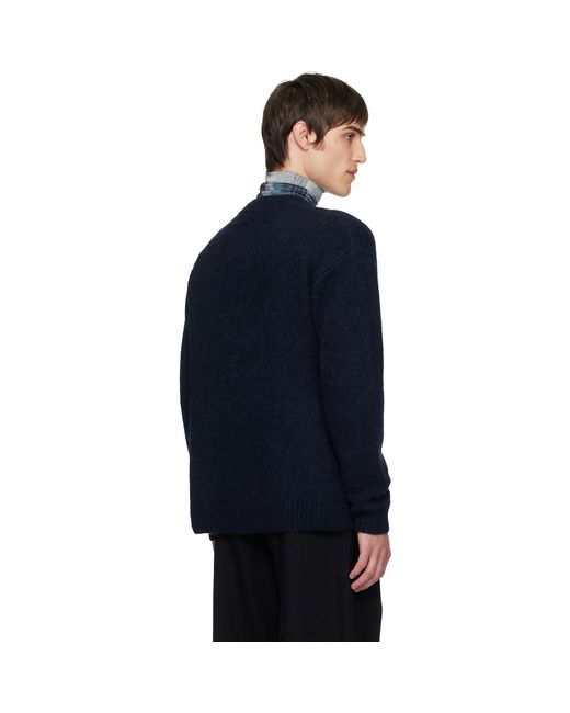 Dries Van Noten Blue Alpaca Cardigan for men