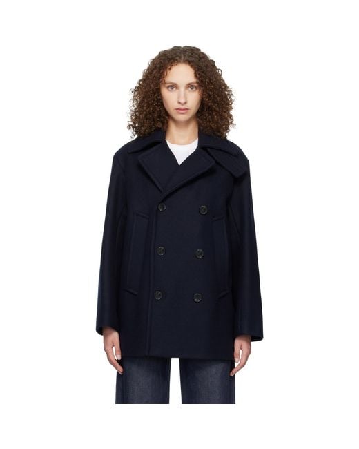 A.P.C. Recycled Wool Peacoat in Blue | Lyst UK