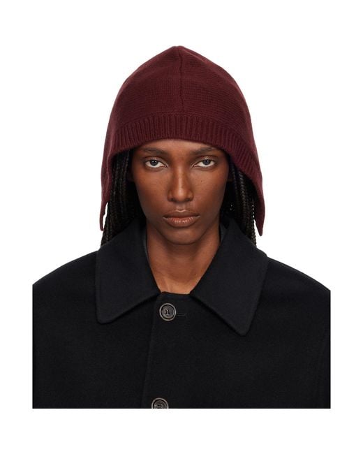 Maison Margiela Black Burgundy Wool Knit Hood