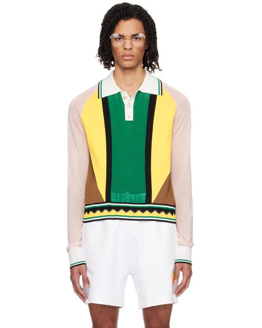 Casablancabrand Multicolor Colour-block Panelled Polo Shirt for men